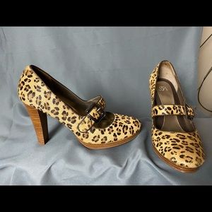 Saks 5th Avenue Pony Calf Hair Leopard Print Heels